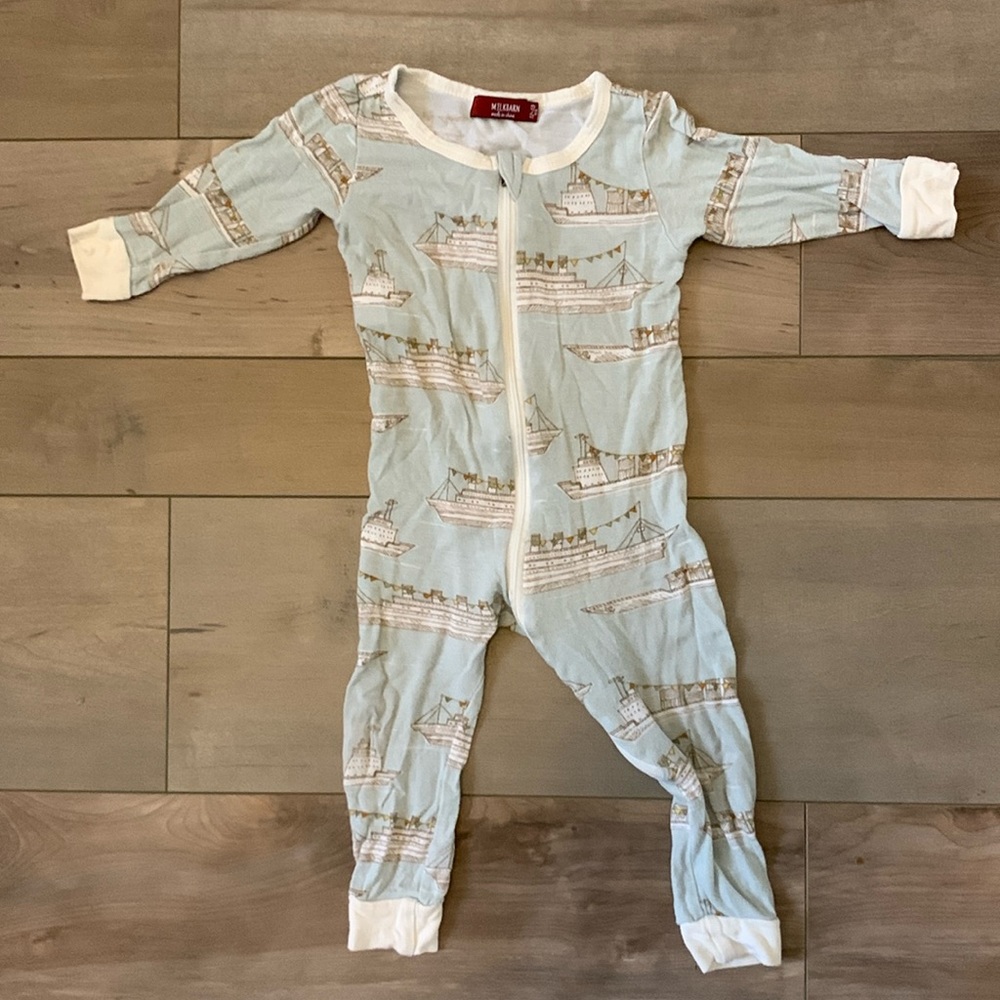 Milkbarn Ship Organic Cotton Zipper Pajama Size 12-18 Months